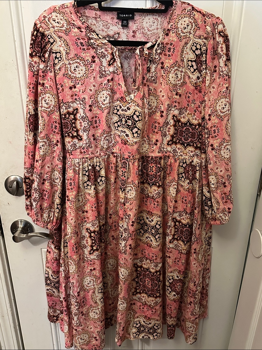 Torrid Pink Paisley Print Tiered Midi Dress size 00 plus size XXL pink bohemian